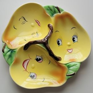 Vintage Anthropomorphic Pear Relish Plate PY Japan Rare